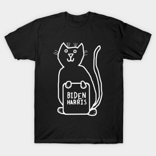 Minimal Cute Cat Biden Harris Supporter T-Shirt